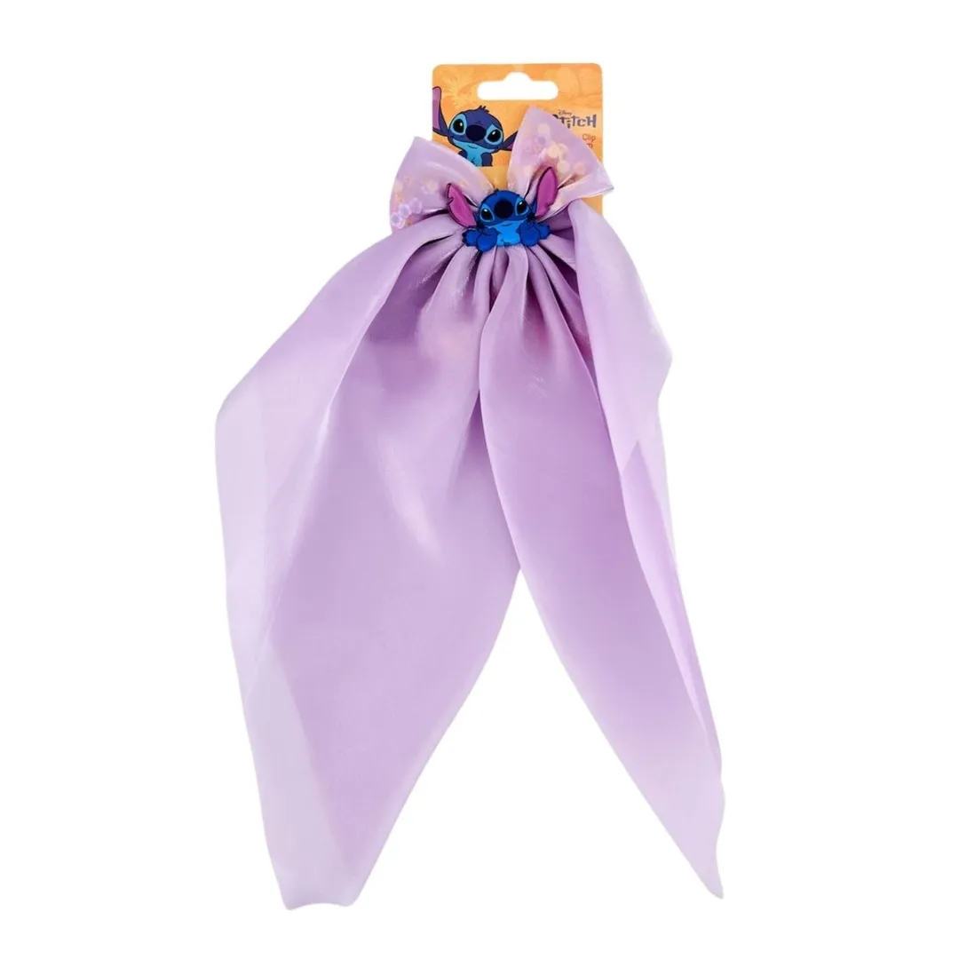 Stitch Long Bow Hair Clip With Charm - Lavender