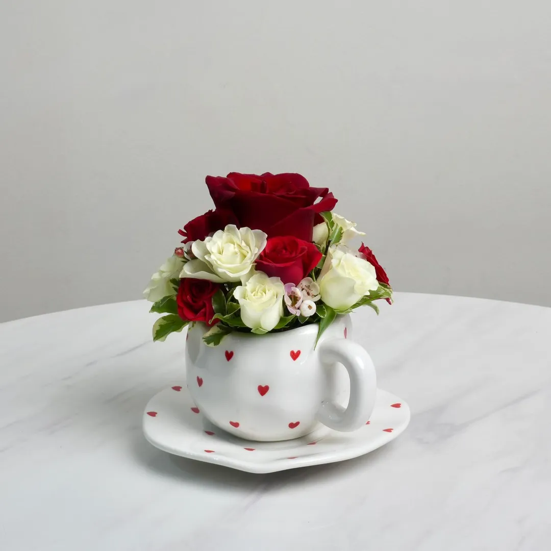 Lovely Heart Cup with Flowers
