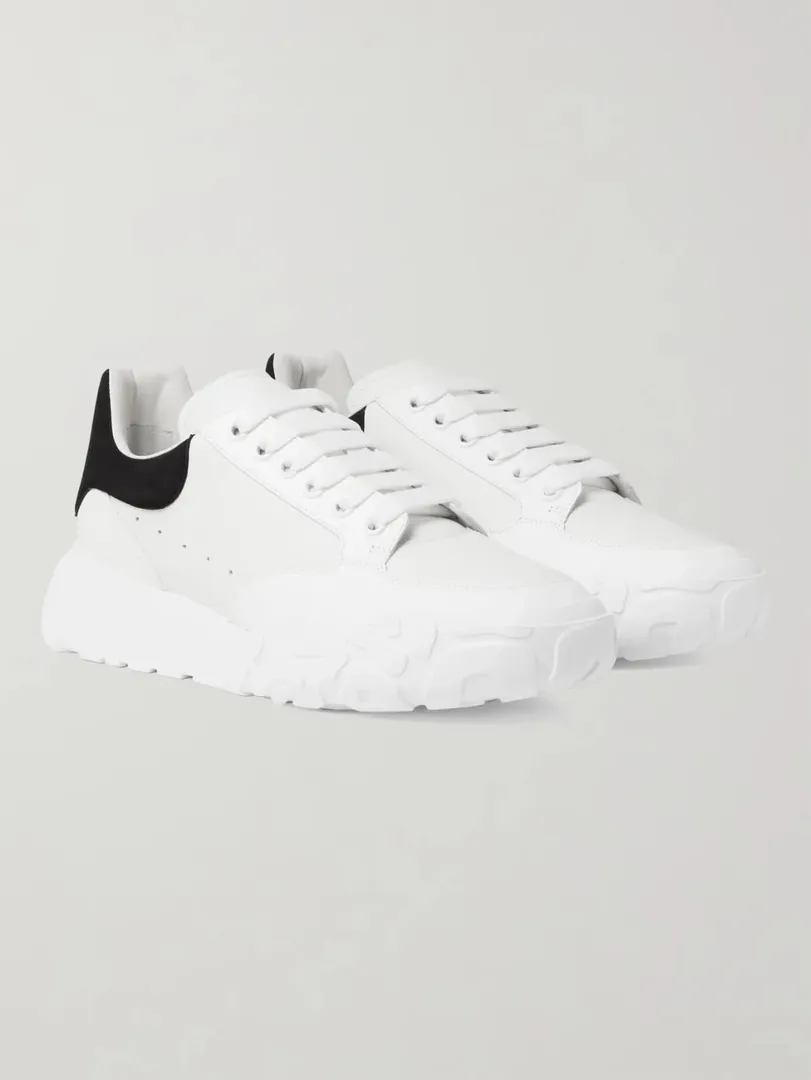 Alexander Mcqueen- Exaggerated-Sole Suede-Trimmed Leather Sneakers