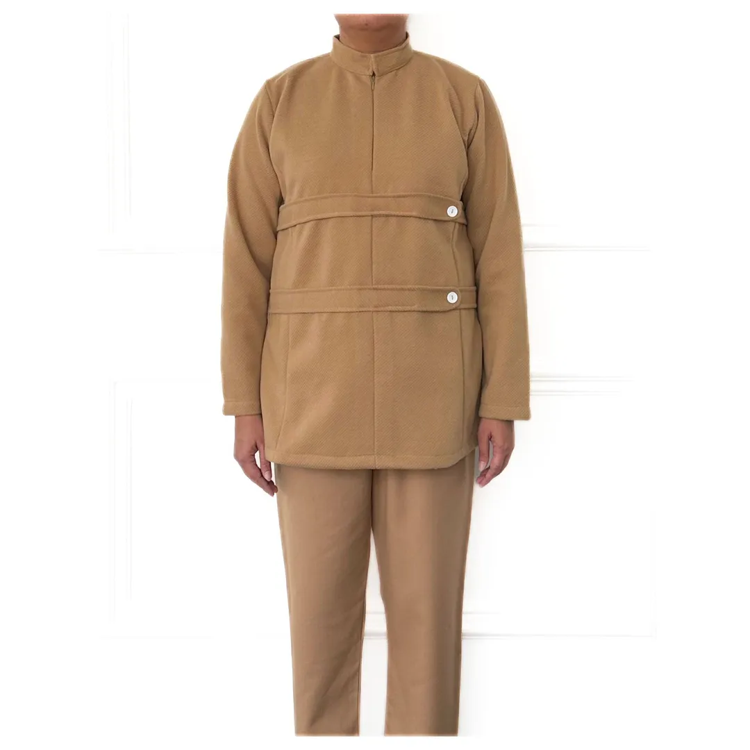 Double Belted wool top/cotton bottom