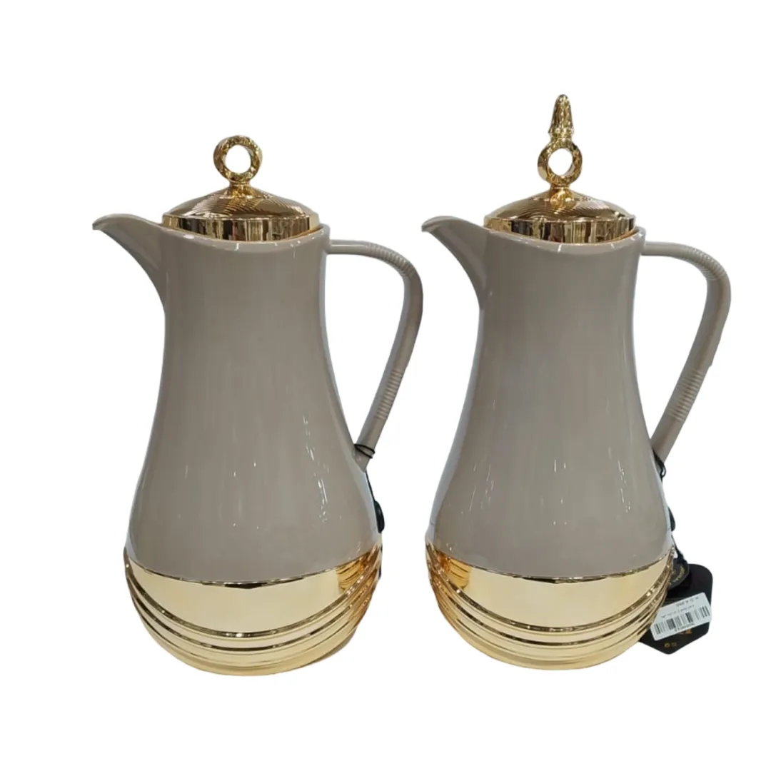 طقم مطارات شاي وقهوة بيج ذهبي مقاس 1.0 لتر C52
