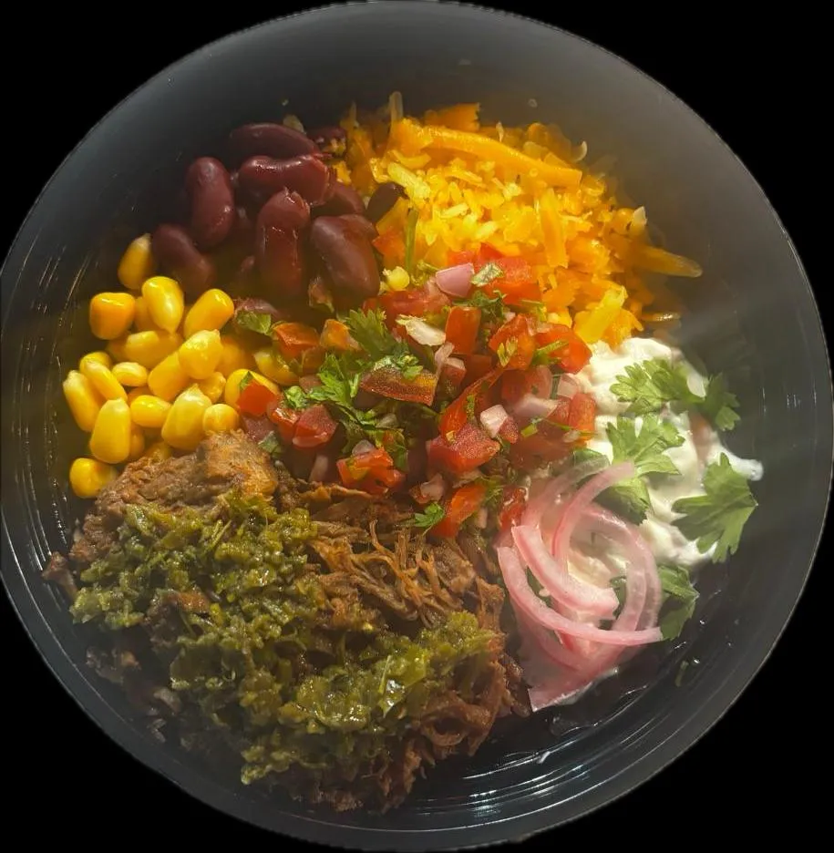 Pulled beef burrito bowl