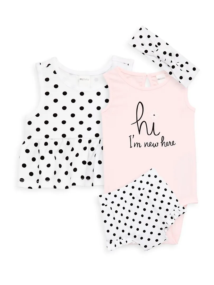 Baby Girl's 4PCS Hi, Im New Here!