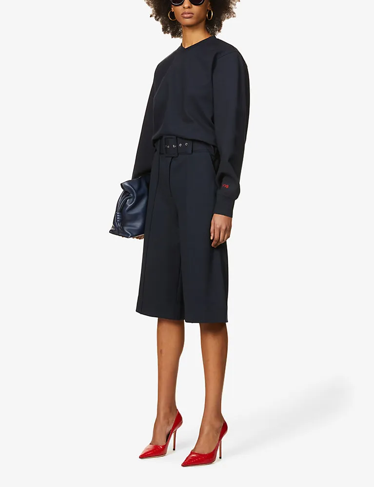 Victoria Victoria Beckhambelted Wide-Leg High-Rise Woven Culottes