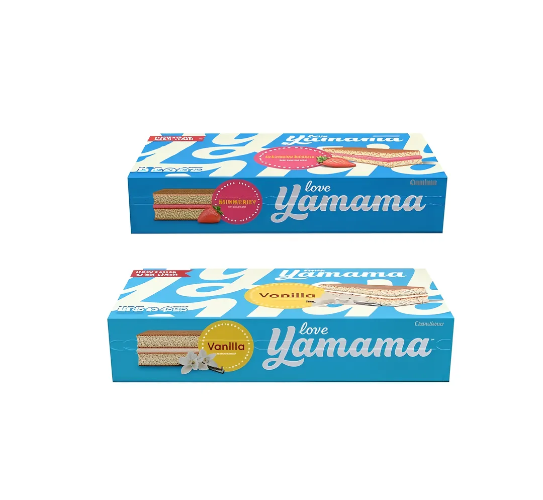 Gandour Yamama Vanilla Filled Flavor Layer Cake 12 Pieces + 1 Gandour Yamama Strawberry Filled Flavor Layer Cake 12 Pieces