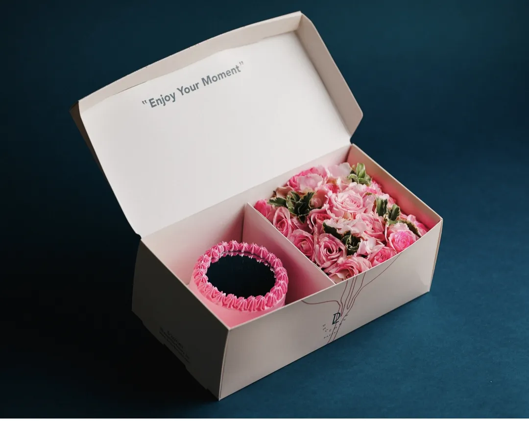 Enjoy your moment mini box mini mirror cake 2inch pink w flower