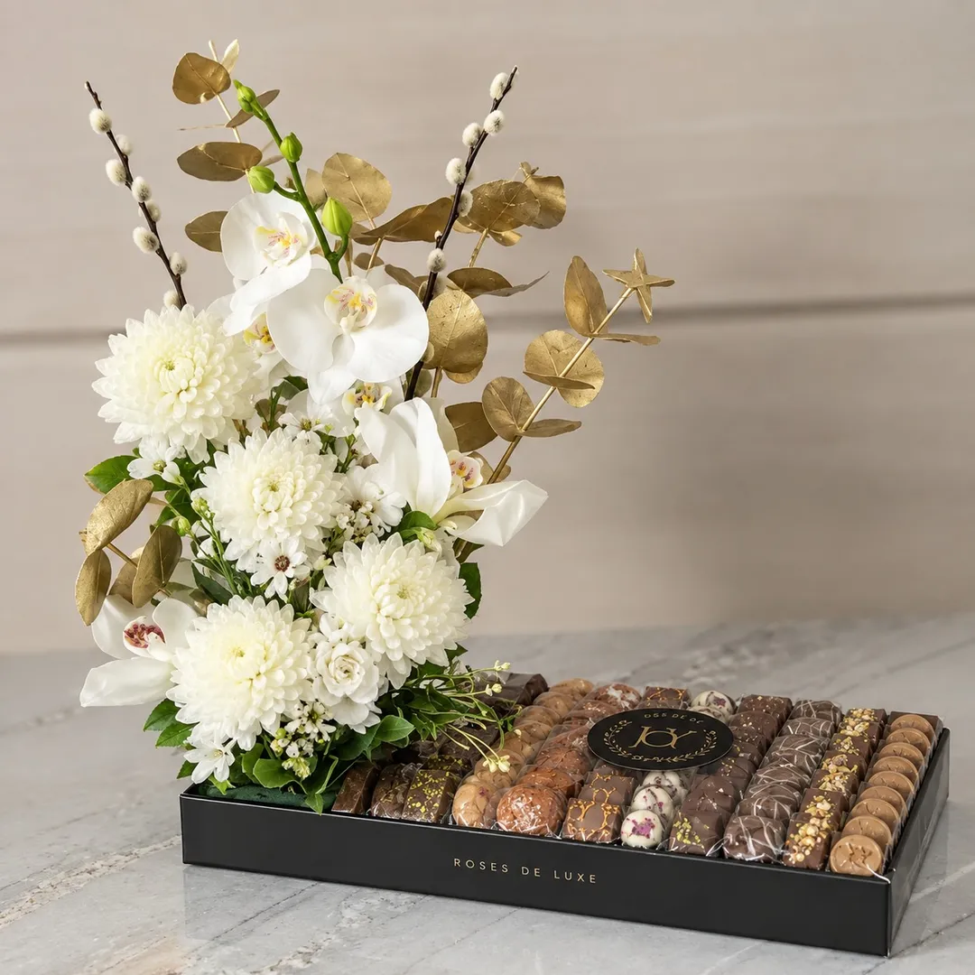 Black Tray - Artificial White with Gold