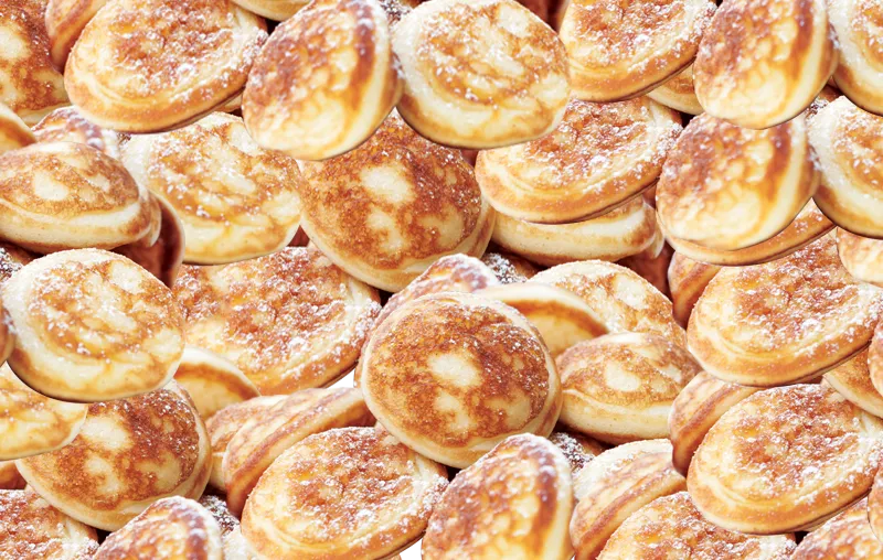 Microwavable frozen Dutch mini pancakes.