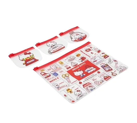 Hello Kitty 4 PCS Flat Transparent Pouches