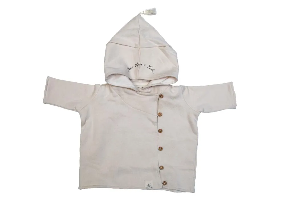 Side Closing Fitted Coat with Hoodie (White Swan)