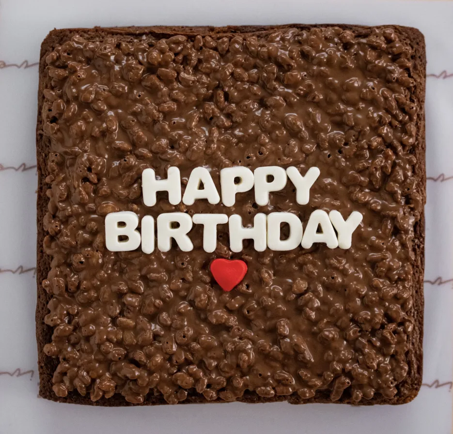 Crunchy brownies with writing