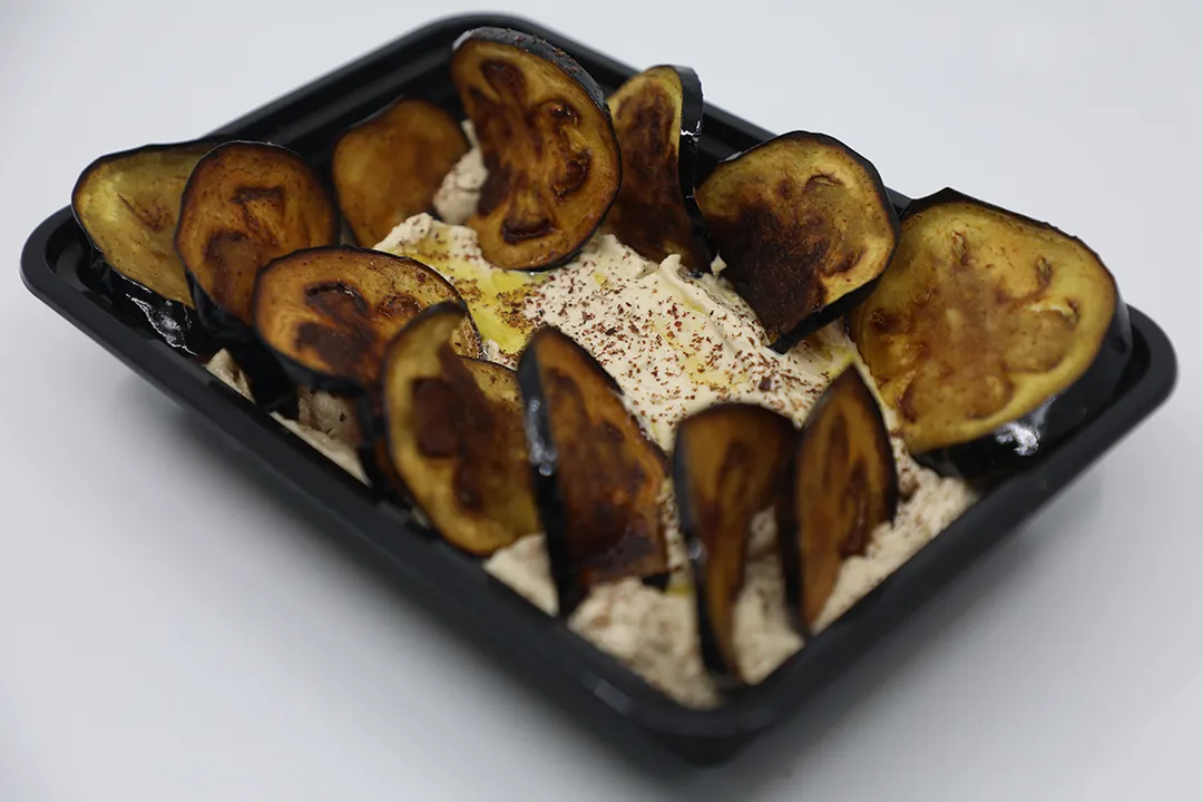 Fried Egg Plant with Hummus