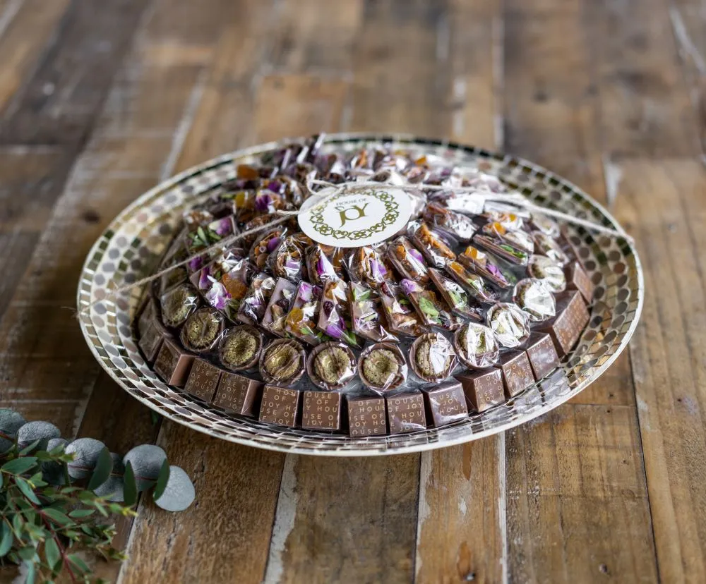 Golden Mirror Bowl - Wrapped mix chocolates
