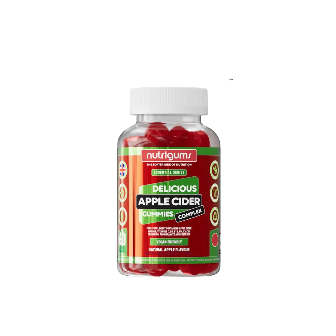 خل التفاح العضوي كومبلكس ، 60 جيلي نباتي ، nutrigums