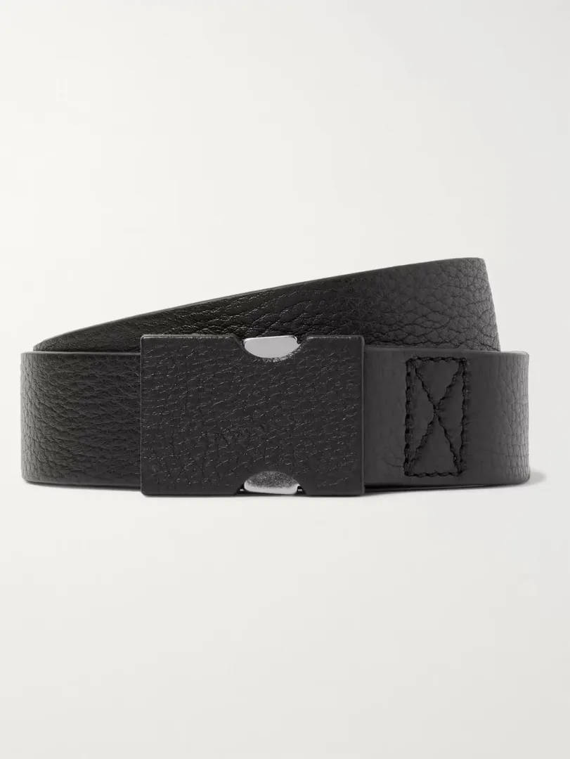 Maison Margiela- 3Cm Black Full-Grain Leather Belt