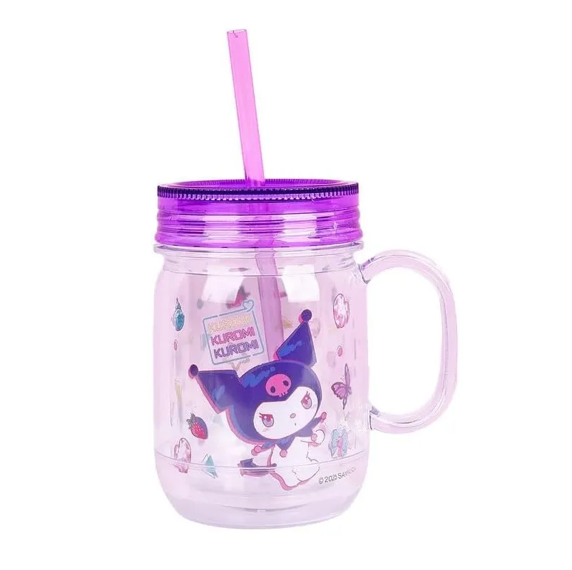 Sanrio Kuromi Plastic Cup With Straw