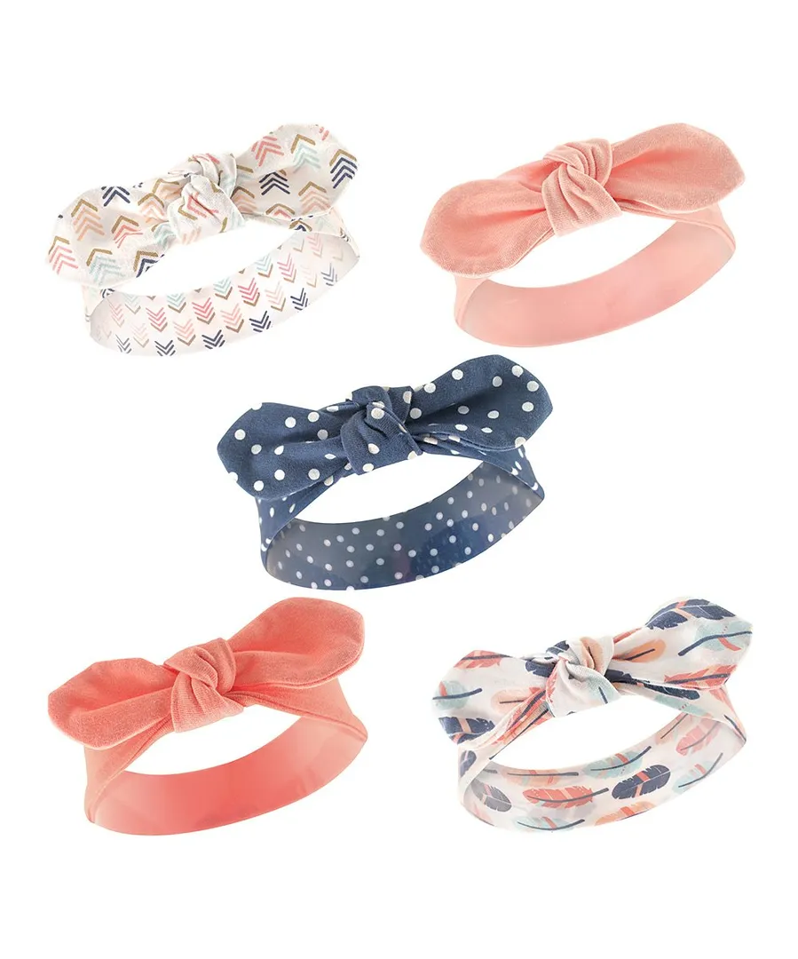 Ivory & Coral Feathers Headband 5 PCS Set