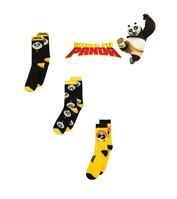 Kung Fu Panda Men 3 Pair Graphic Printed High Socks