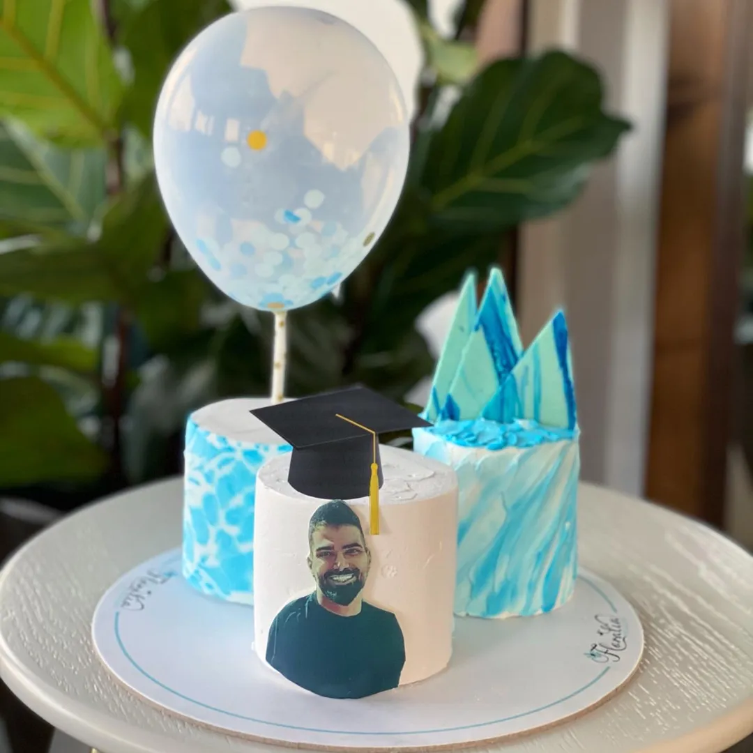 Blue Picture Graduate Cake