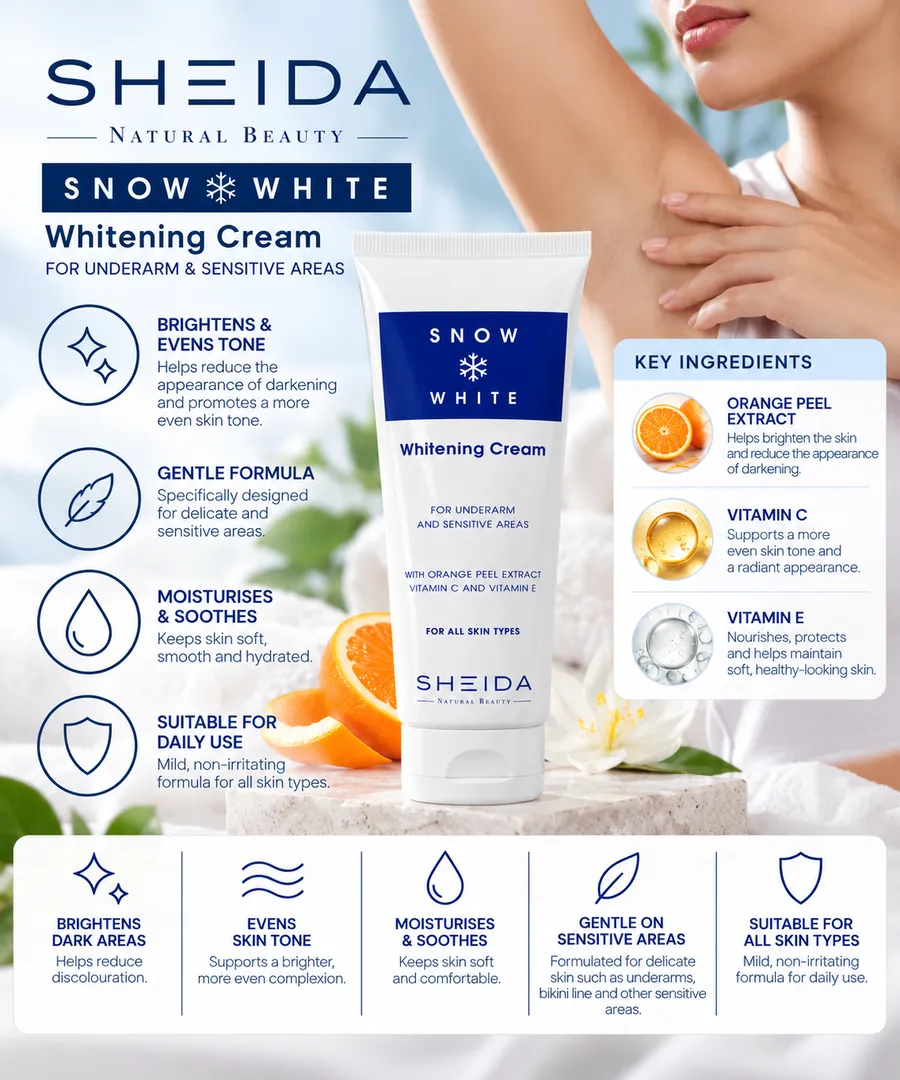 SHEIDA Snow White Whitening Cream for Underarm & Sensitive Areas