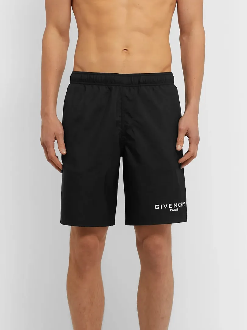 Givenchy- Long-Length Logo-Print Swim Shorts.