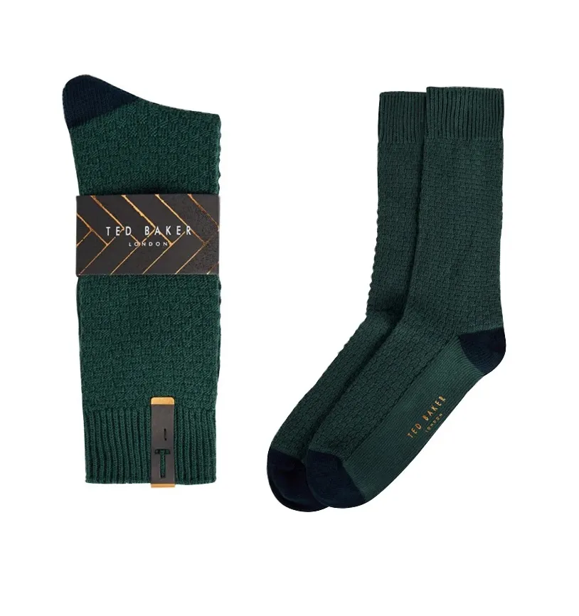 Ted Baker Heavyweight Textured Socks - Dark Green