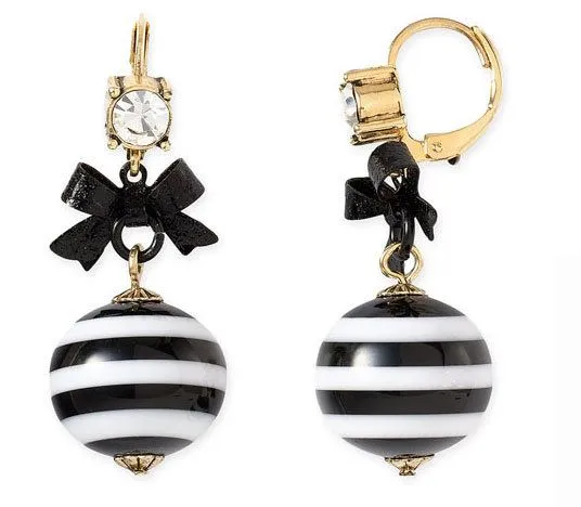 Betsey Johnson - Bow Drop Stripe Earrings