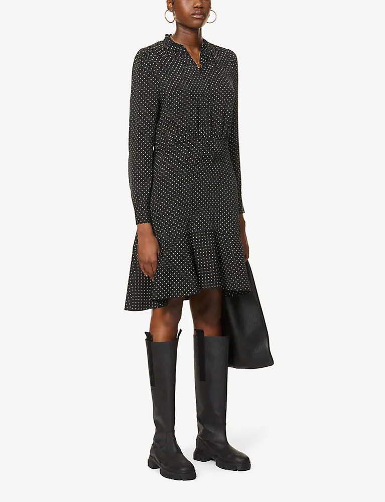 Me And Em Polka-Dot Silk-Crepe Mini Dress