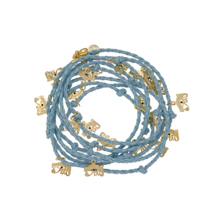 Soho Hearts - Braided Udjat Bracelet - Gold Blue