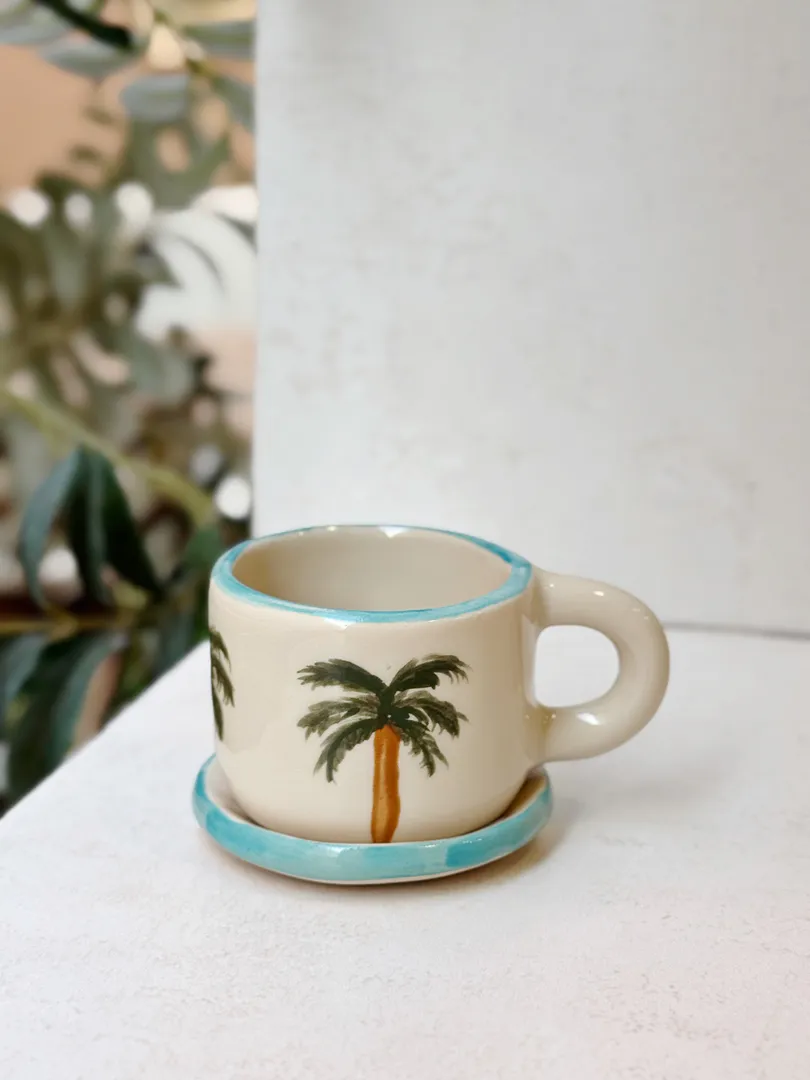 Palm turkish cup and saucer