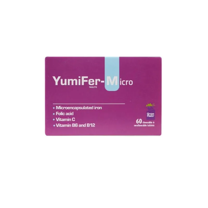 حديد 60 حبة مضغ او بلع بطعم العنب ،YumiFer -Micro Gricar