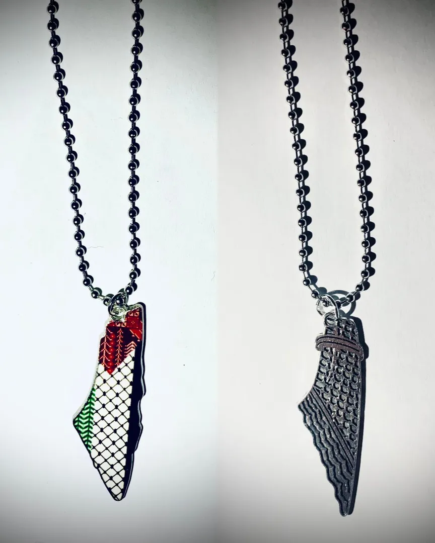 Palestine map necklace