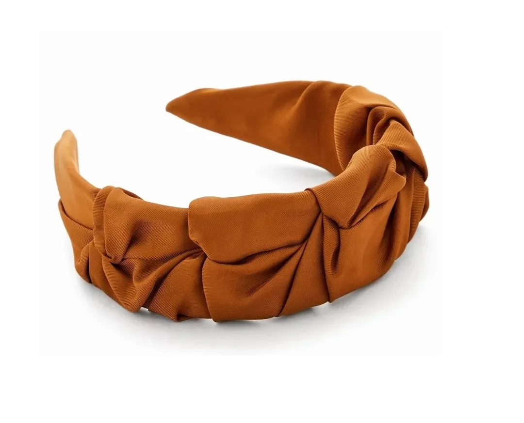 Handmade Ruched Headband - Brown