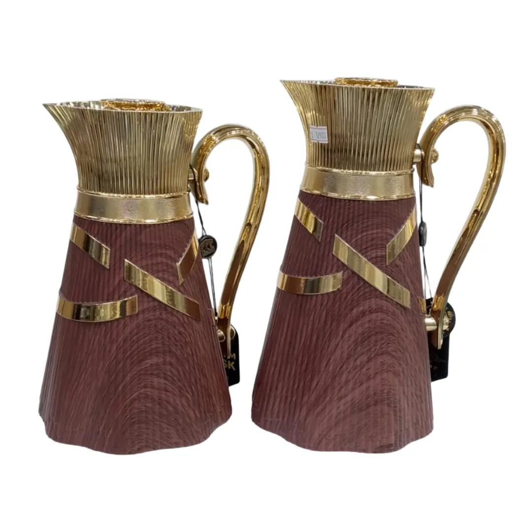طقم مطارات شاي وقهوة مقاس 1.0/0.7 لتر خشبي ذهبي SM-2C138-070/100