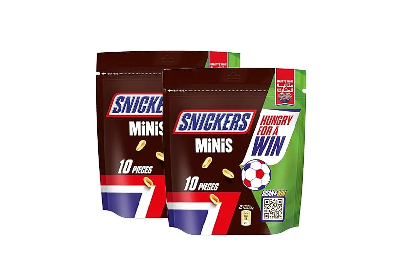 Two Bags of Snickers Minis Chocolate with Peanut and Caramel Filling 180g (10 Pieces in each bag)