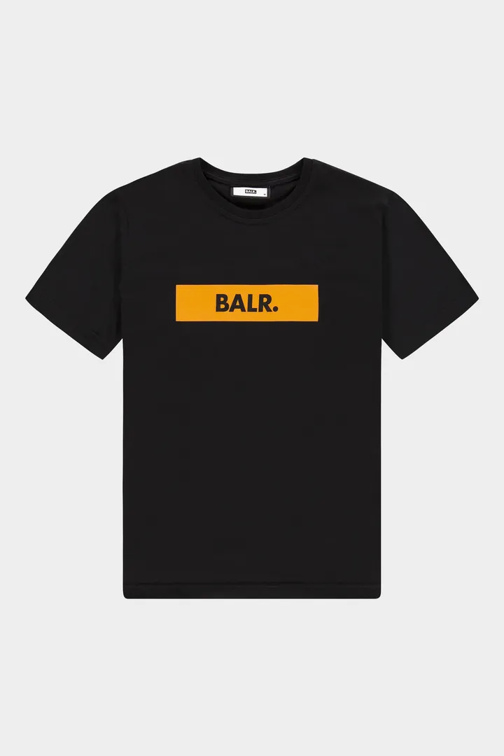 BALR. STRAIGHT T-SHIRT CLUB LOGO JET BLACK/VIBRANT ORANGE