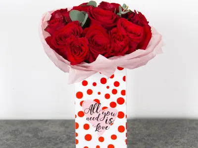 Red flower vase