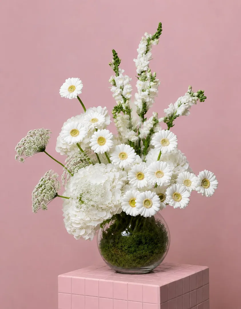 Rose vases White flower D2