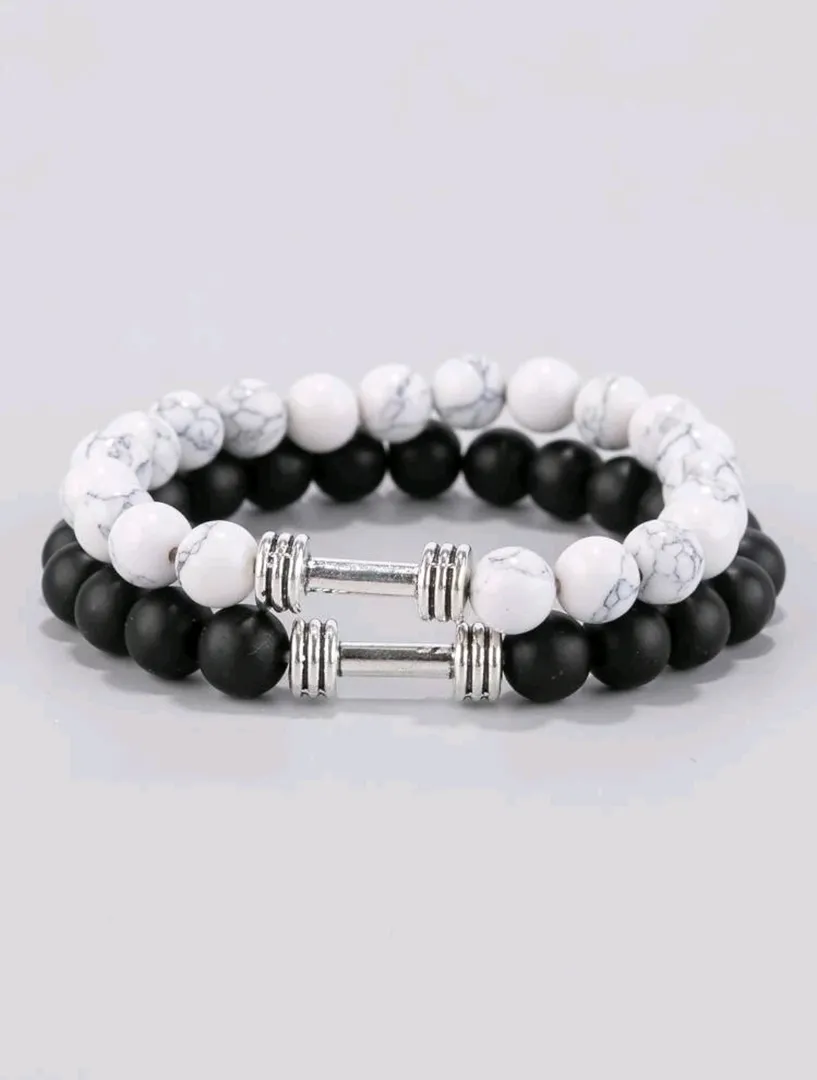 Twins Black Dumbbell Bracelets