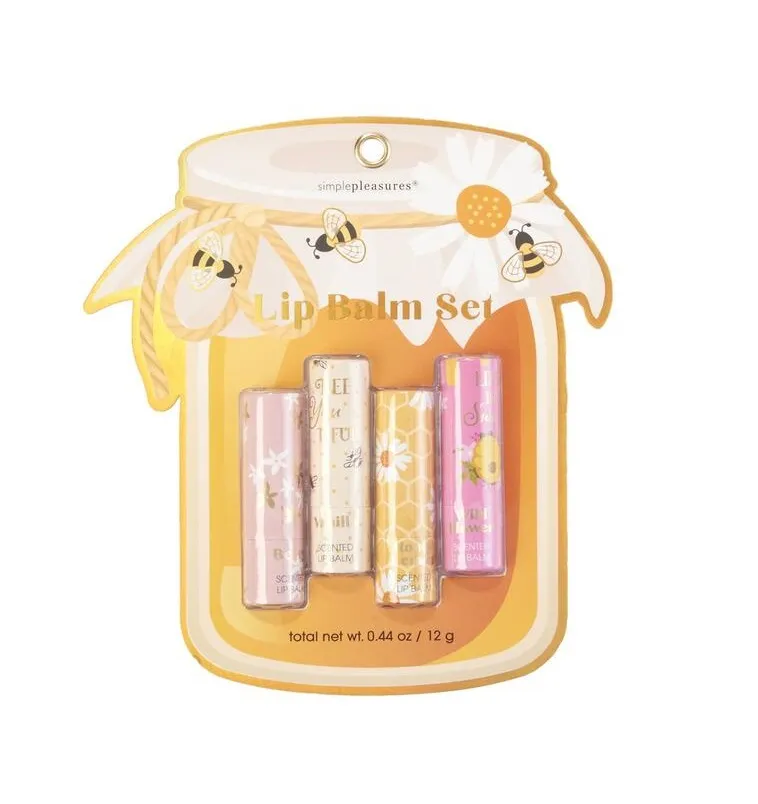 4 PCS Scented Lip Balm Set - Honey & Fruits