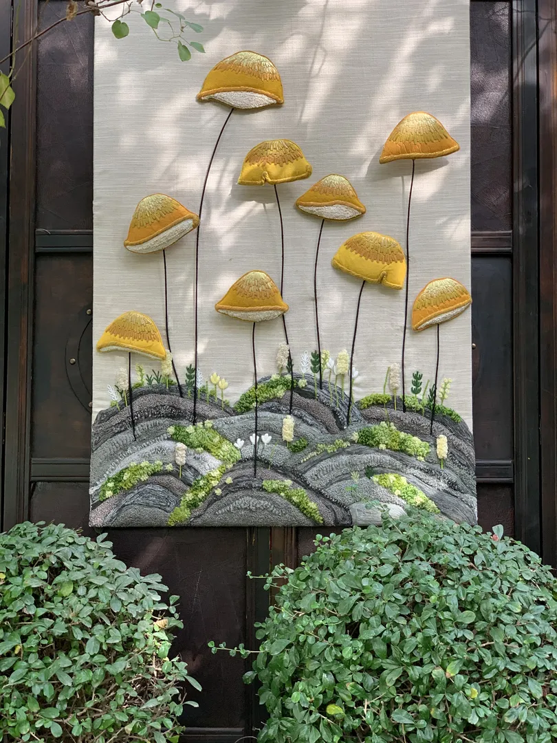 Yellow mushrooms painting