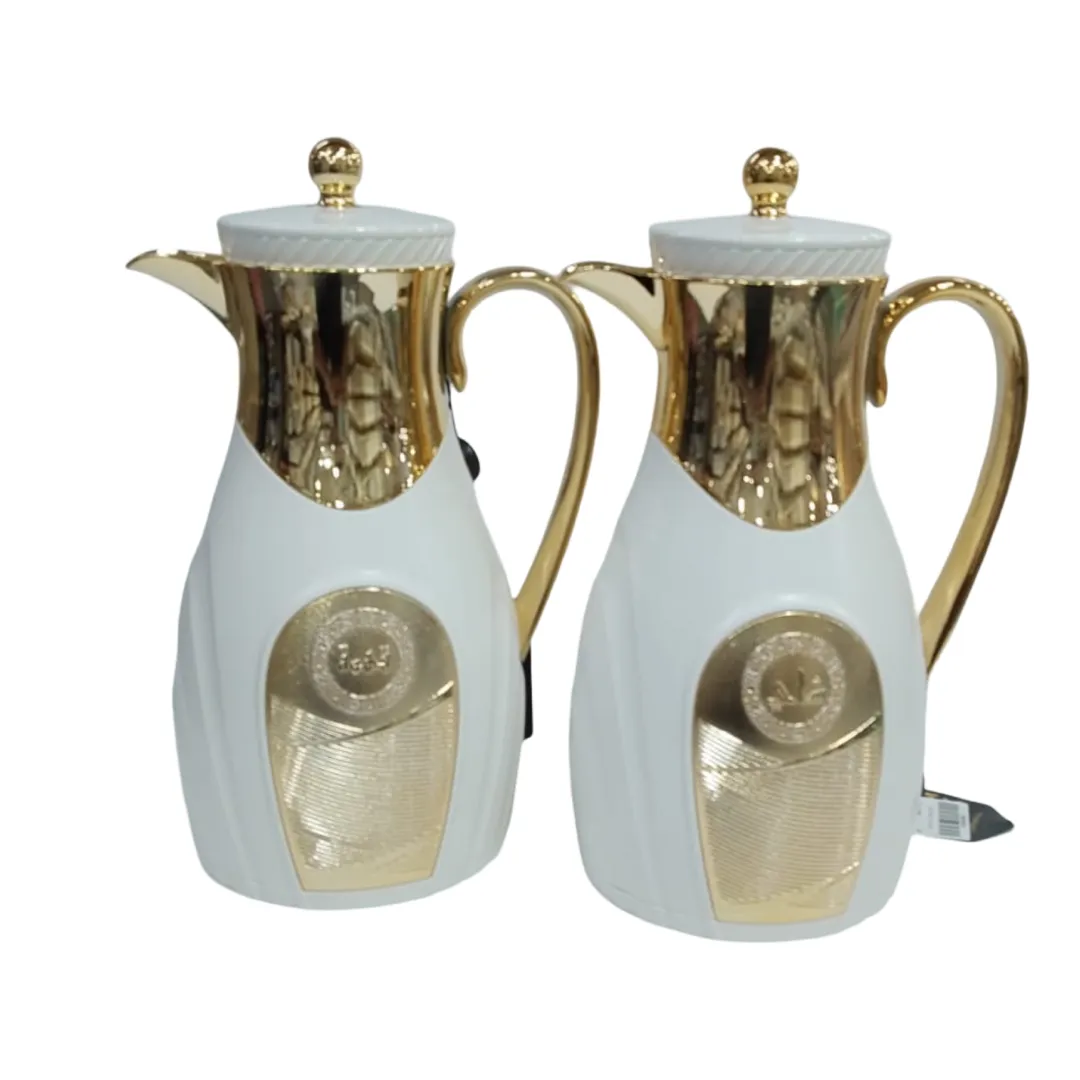طقم مطارات شاي وقهوة ابيض ذهبي مقاس 1.0 لتر SM-2C134AB-100