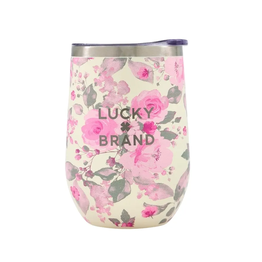 Double Wall Vacuum Insulated Stainless Steel Floral Travel Mug