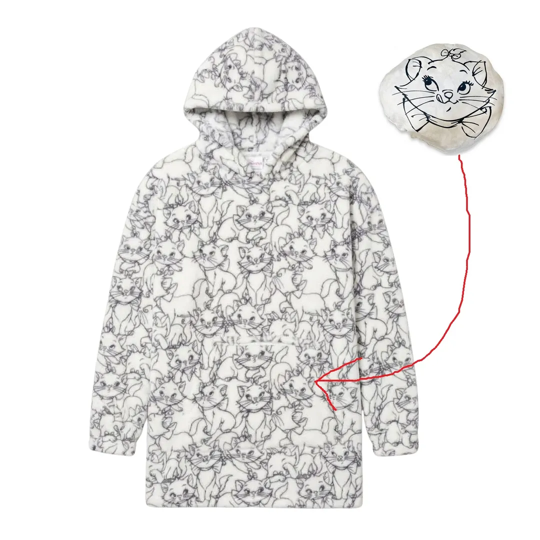 Disney Marie Oversized Allover Printed Long Sleeve Hoodie
