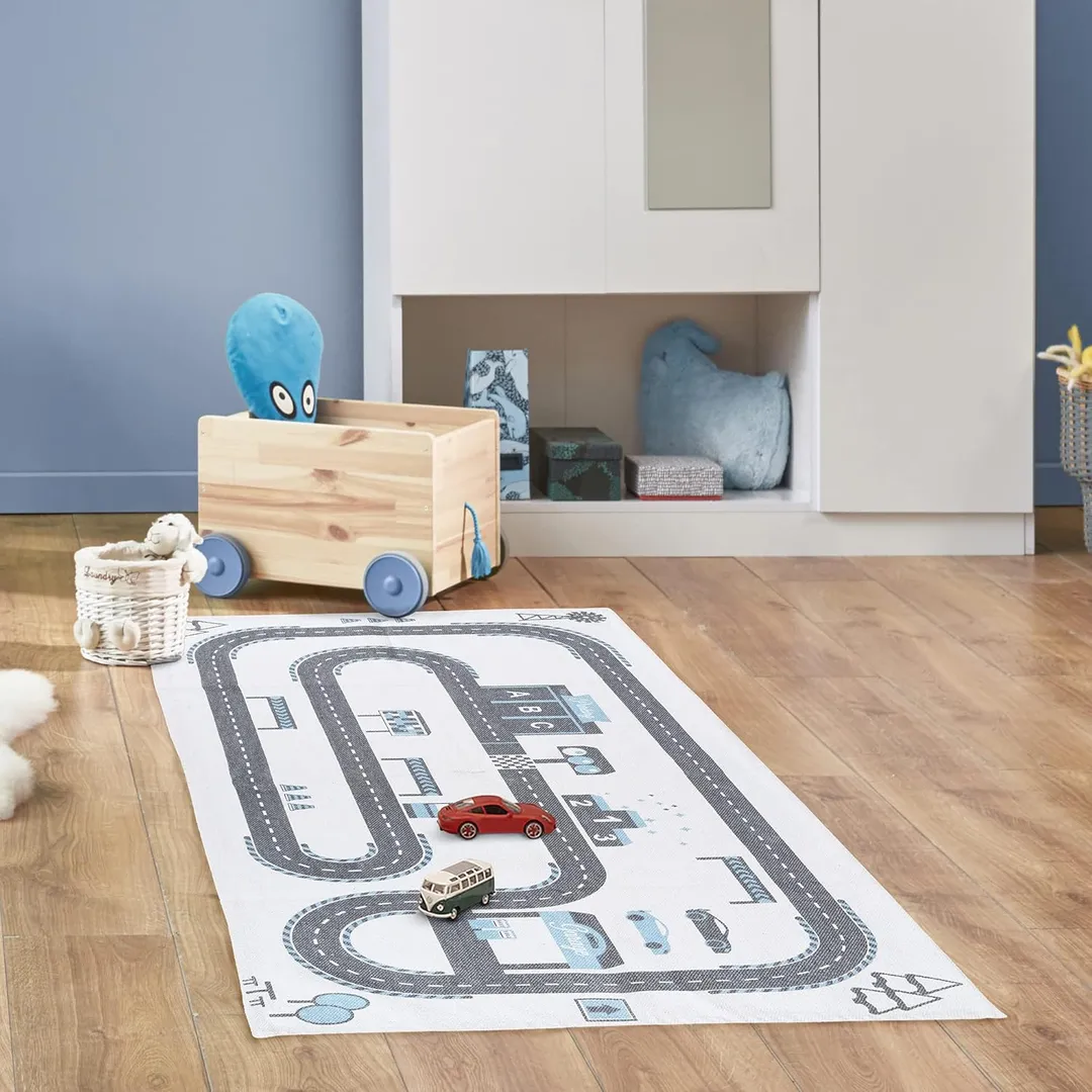 Kids Roadway Circuit Rug 140 x 70 cm