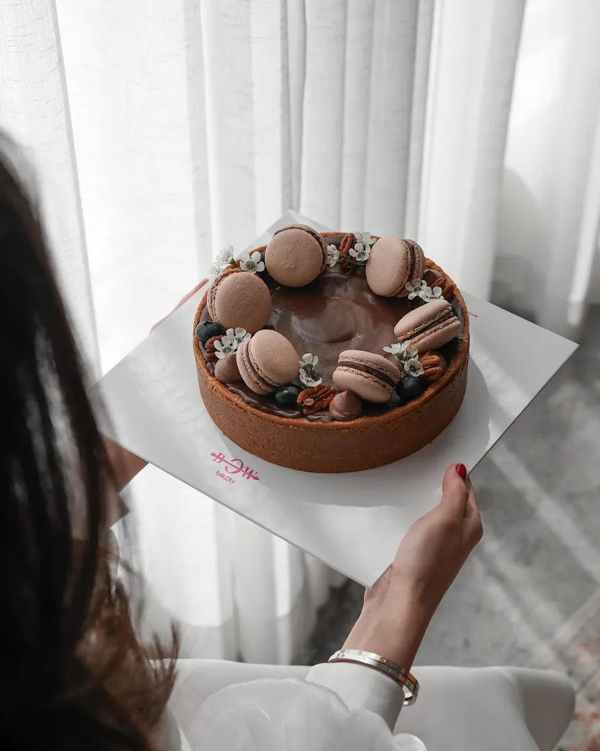 Chocolate Cheesecake with Macarons & Nuts