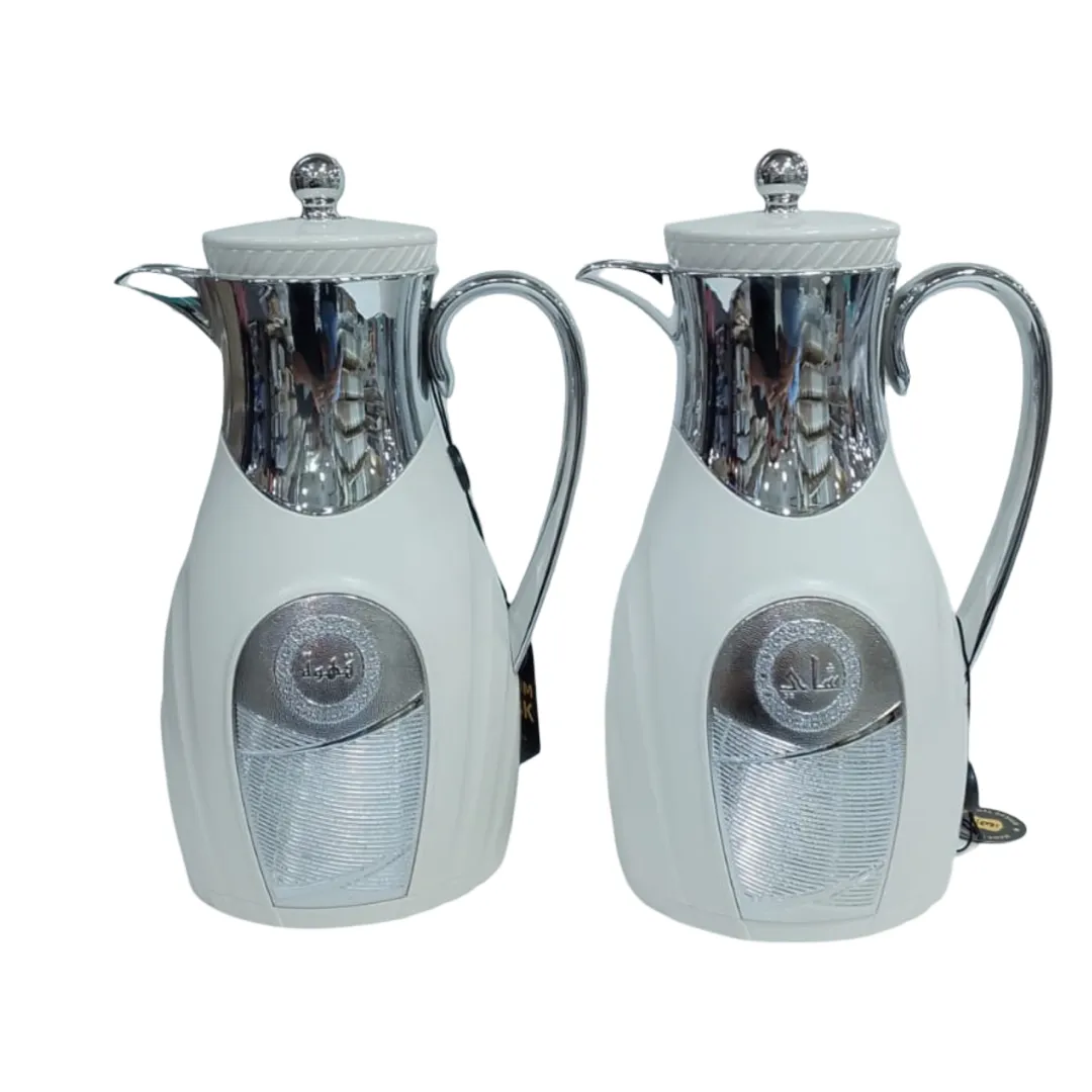 طقم مطارات شاي وقهوة ابيض سلفر مقاس 1.0 لتر SM-2C134AB-100