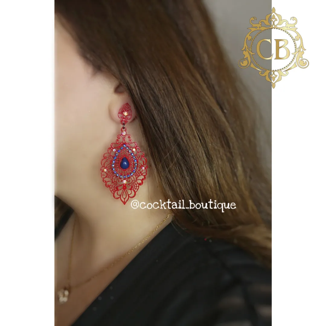 Red Net Earrings