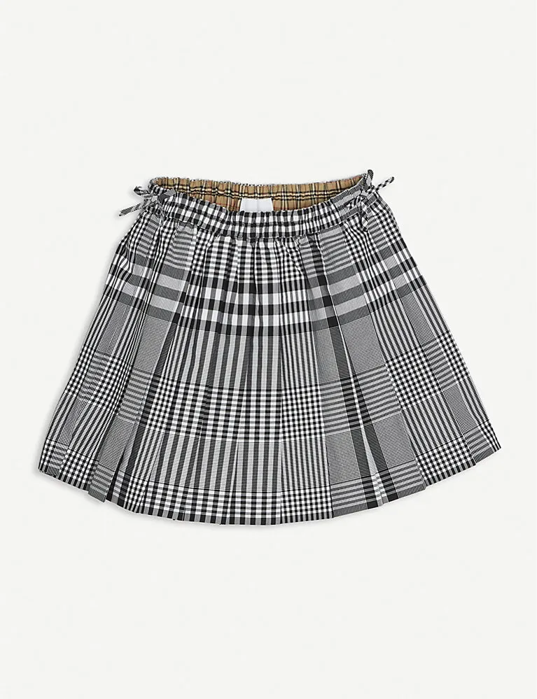 Burberrypearly Checked Cotton Mini Skirt 8-12
