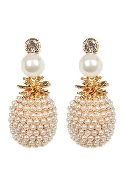 Eye Candy LA - Pineapple Faux Pearl Stud Earrings